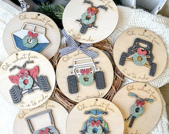 Christmas ATV ornaments, Christmas tree ornaments, Motorcycle, Snowmobile, UTV, Golf Cart, Bike, Boat, Jet Ski, 4x4 Christmas Ornament