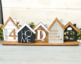 Mini Laser Cut House Scene, table center piece, house warming gift, wedding gift, tiered tray houses, standing houses personalized.