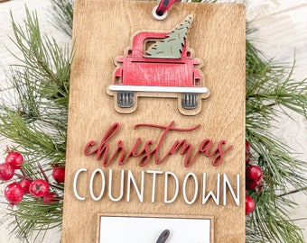 Christmas red truck countdown | Christmas | Christmas ornament | Christmas countdown | Handmade | Christmas gift | Farmhouse Christmas