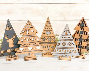 Standing wooden Christmas trees, Christmas trees, 3d wooden trees, farmhouse Christmas, Buffalo plaid trees,