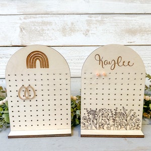 Wooden earring stand, boho earring holder, earring stand, jewelry organizer, personalized kid gift.