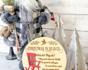 Christmas in heaven wood round, memorial cardinal, reembrace wood round, sympathy gift, gift for loved one loss