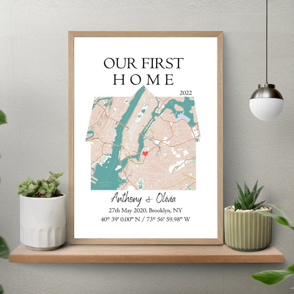 Our First Home, House Map, Personalized House Warming Gifts, Housewarming Gift, First Home Gift for Couple, Personalized Map Art,
