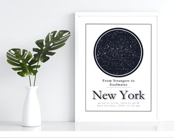 Custom Night Sky Print, Night We Met, Anniversary Gift, Custom Star Map Print, Star Map Poster, Wedding Gift, Personalised Gift For Husband