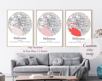 Canvas wall art, Set of 3 Prints, Unique Home Decor, Map wall art,  Home Decor, digital wall art, City Map Art, Personalized Map Art