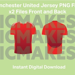 ManUnited 24/25 Trikot png vorne und hinten sofortiger digitaler Download keine Patenschaften Fußball Cricut Dateien