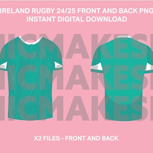 Irland Rugby 24/25 jersey png vorne und hinten sofort digitaler download keine Patenschaften fussball rugby irish Cricut Dateien