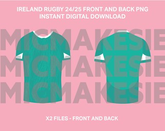 Irland Rugby 24/25 jersey png vorne und hinten sofort digitaler download keine Patenschaften fussball rugby irish Cricut Dateien
