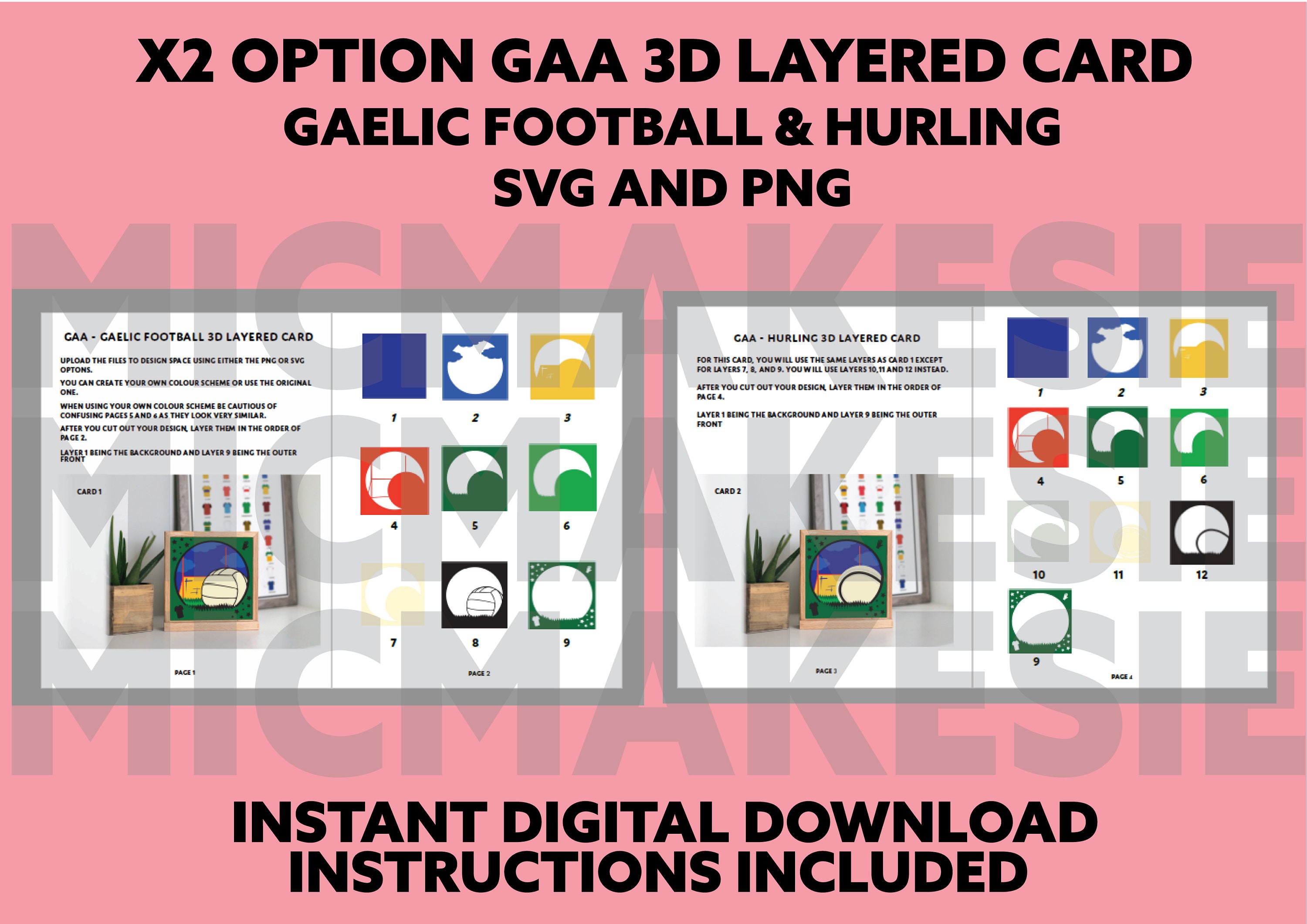 3D GAA Gaelic Football and Hurling Card Gaa Layered Frame Svg Png ...