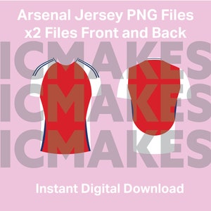 Arsenal 24/25 Trikot png vorne und hinten sofort digitaler download keine Patenschaften Fußball Cricut Dateien