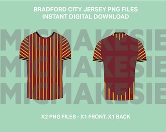 Bradford city 25/26 jersey png front and back instant digital download no sponsorships football cricut files