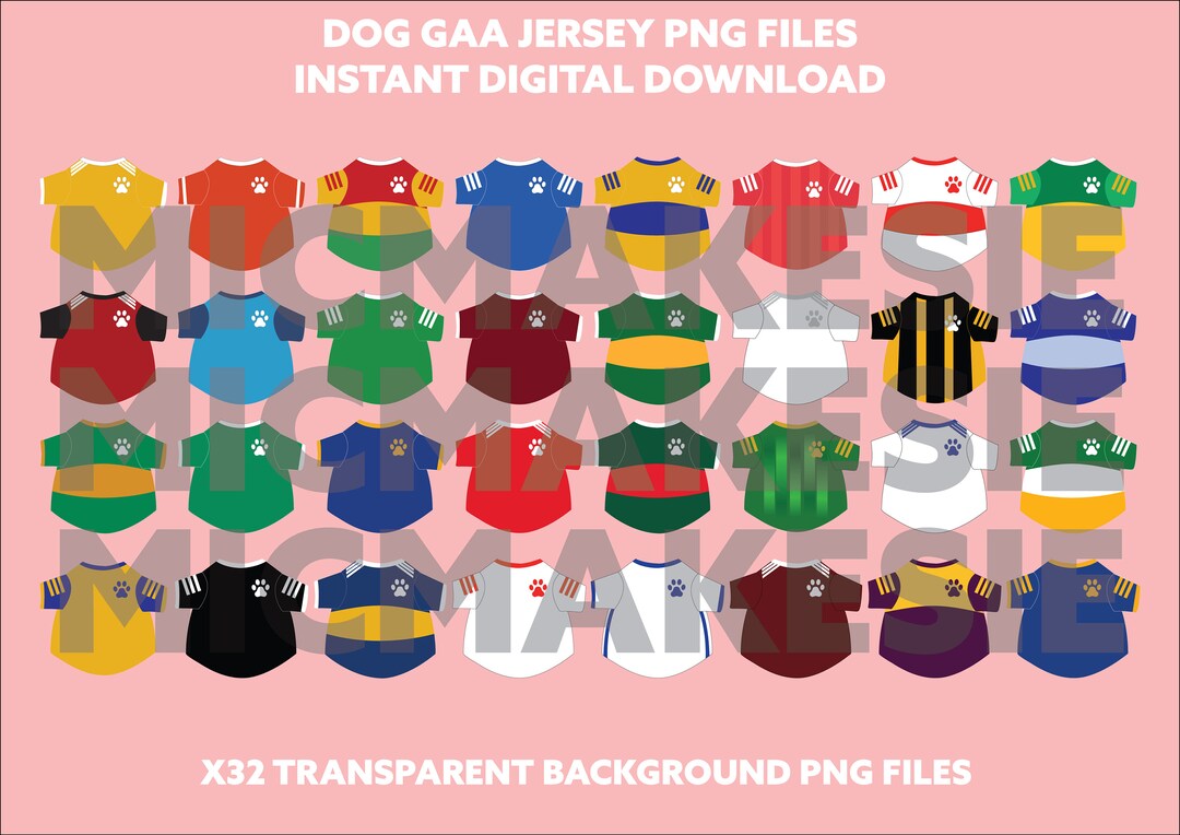 32 Dog GAA Jersey Png Files Irish Cut Files Instant Digital Etsy