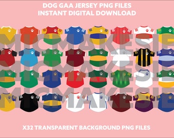 32 Dog GAA jersey png files irish cut files instant digital download