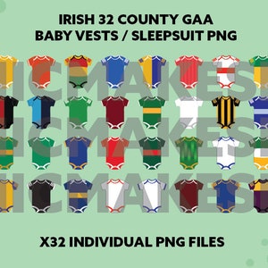 GAA 32 county baby vest baby clothes png digital download Irish baby sleepsuit png files