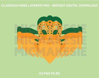Claddagh ring layered pdf cut file irish heritage ancestry holiday missing home irish abroad claddagh galway bracelet necklace Ireland