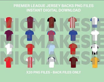 20 Premier League jersey backs 25/26 kit png, instant digital download UK football soccer cricut files