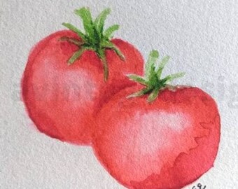 Original enmarcado Mini tomate acuarela