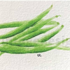 Original Framed Mini Green Bean Watercolor