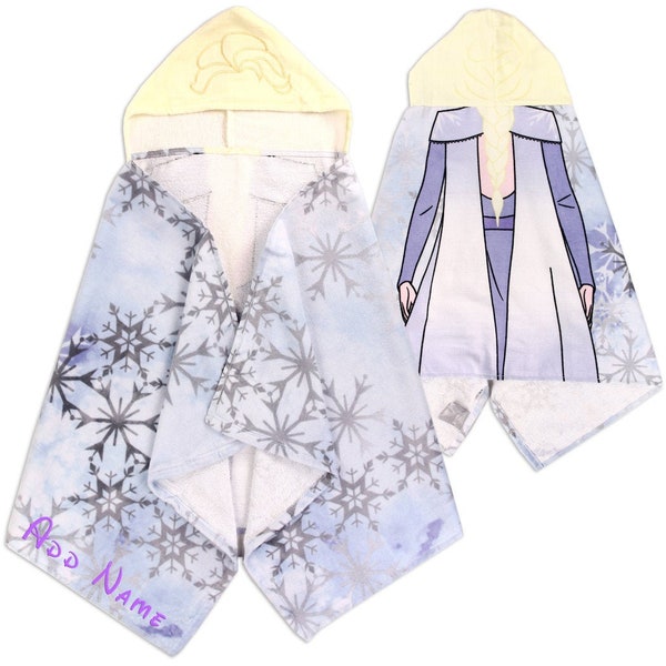 Personalized Embroidered Hooded Towel - Frozen Elsa