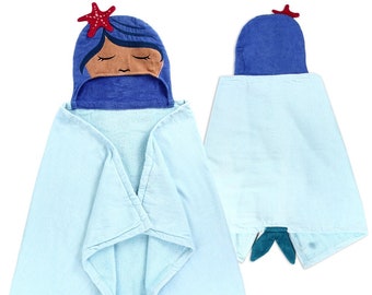 Personalized Embroidered Hooded Towel - Mermaid