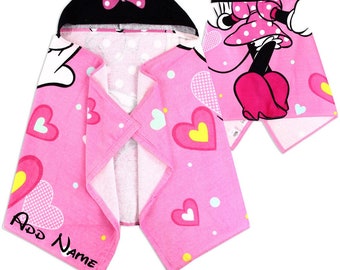Personalized Embroidered Hooded Towel - Minnie Mouse