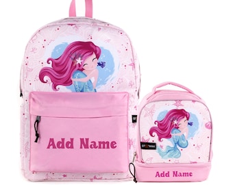 Personalized School Backpack or Lunch Bag - Mermaid