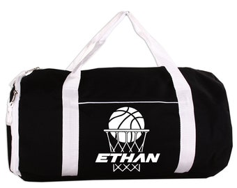 Basketball Sport/Gym Roll Duffel Bag Personalized with Name, Team Name, Slogan, Studio or text of your choice