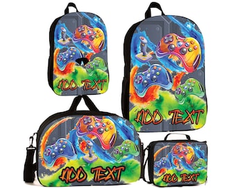 Personalized Full Color Kids Backpacks / Lunch Bag / Duffel Bag - Gaming Controllers