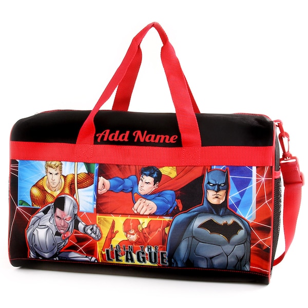 Personalized Duffel Bag for Kids - Travel, Sleepover Overnight Bag Featuring Justice League