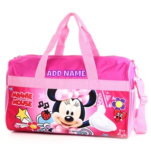 Personalized Duffel Bag for Kids - Travel, Sleepover Overnight Bag Featuring Disney Minnie Mouse Outline Embroidery