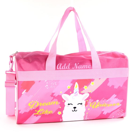 Personalized Duffel Bag for Kids Travel Sleepover Overnight Bag Featuring Unicorn Llama Etsy