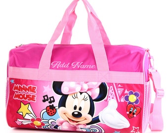 Personalized Duffel Bag for Kids - Travel, Sleepover Overnight Bag Featuring Disney Minnie Mouse