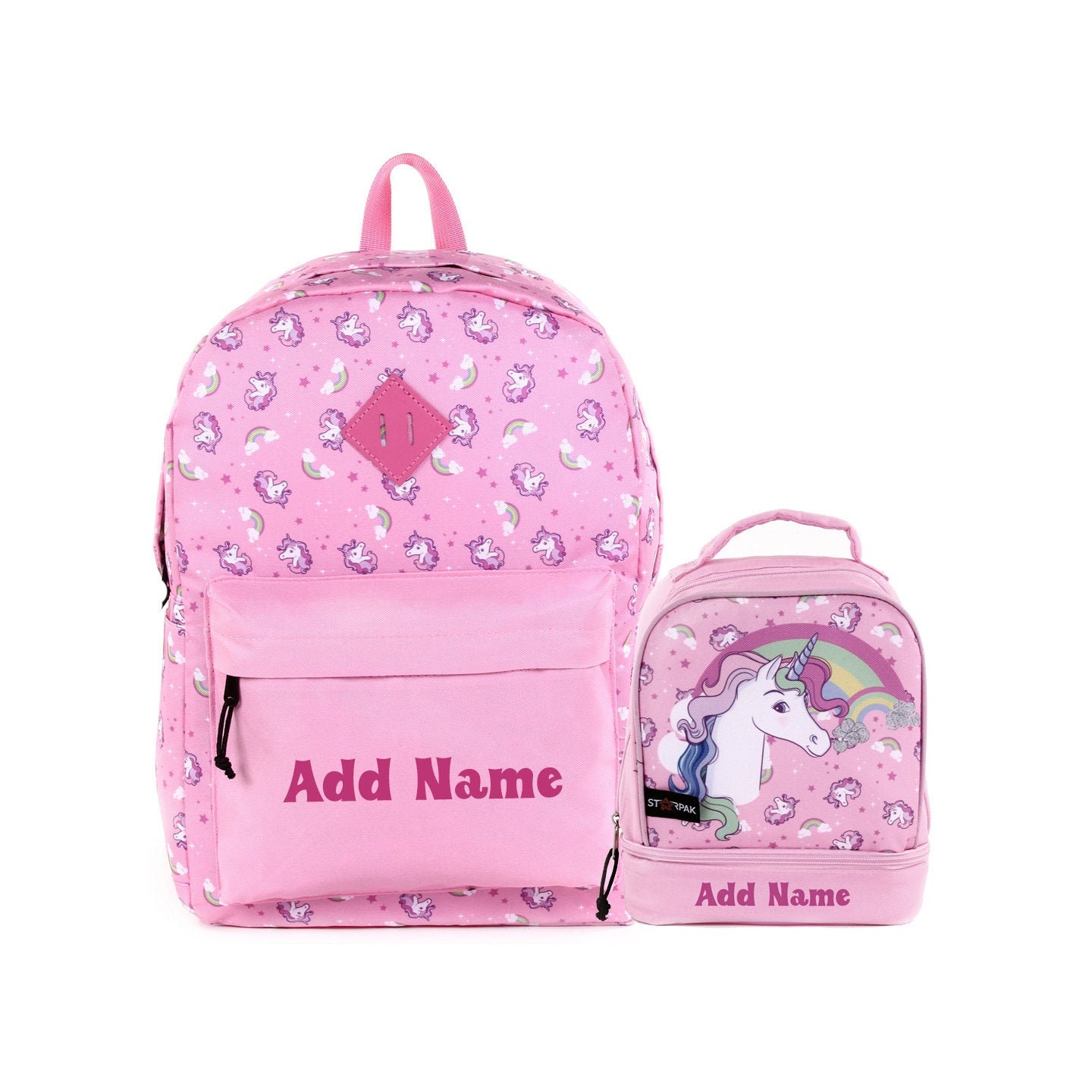 Personalised Girls UNICORN Lunch Box PRETTY School Snack Sandwich Pink  Lunchbox KS152 