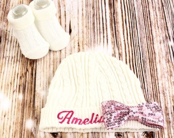 Personalisierte Baby Mütze & Booties Set