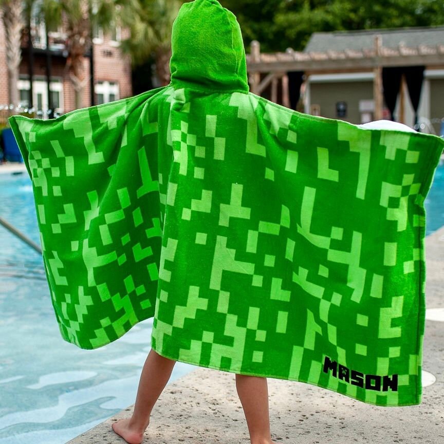 Personalized Embroidered Hooded Towel Minecraft Etsy