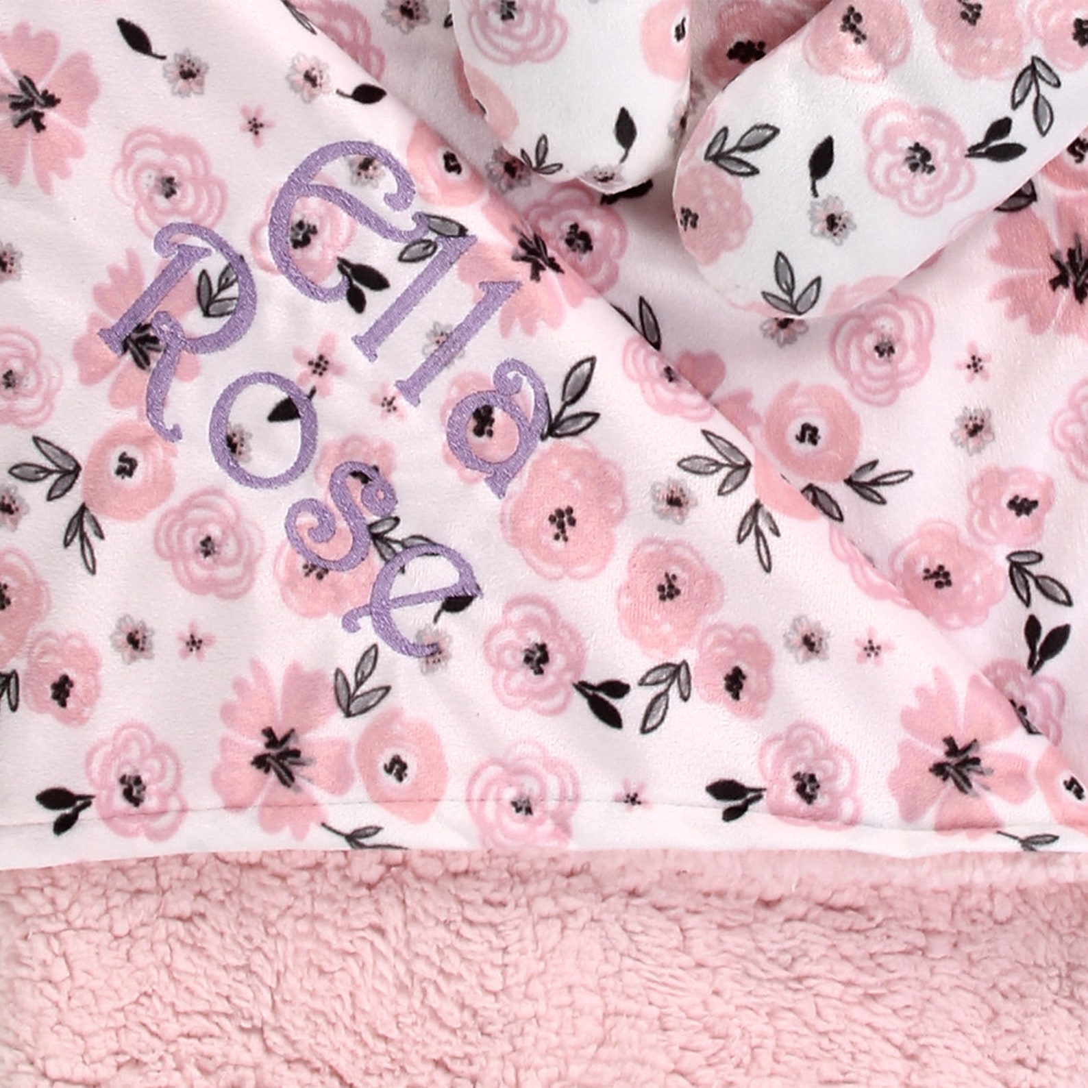 Personalized Plush Baby Blanket With Headrest Roses Etsy