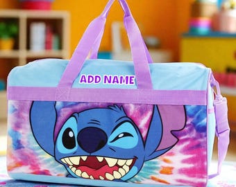 Personalized Duffel Bag for Kids - Travel, Sleepover Overnight Bag Featuring Disney Stitch