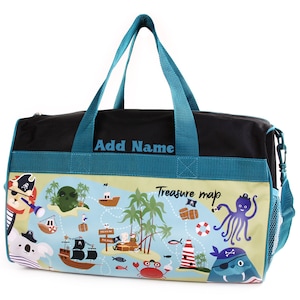 Sac de voyage personnalisé pour enfants - Voyage, sac de nuit pyjama - Carte au trésor des pirates
