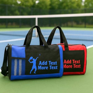 Custom Tennis Duffel Bag for Kids Personalized Name Sports Bag Great for Practice or Lessons