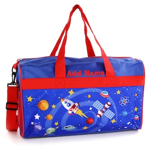 Personalized Duffel Bag for Kids - Travel, Sleepover Overnight Bag Featuring Space Adventure