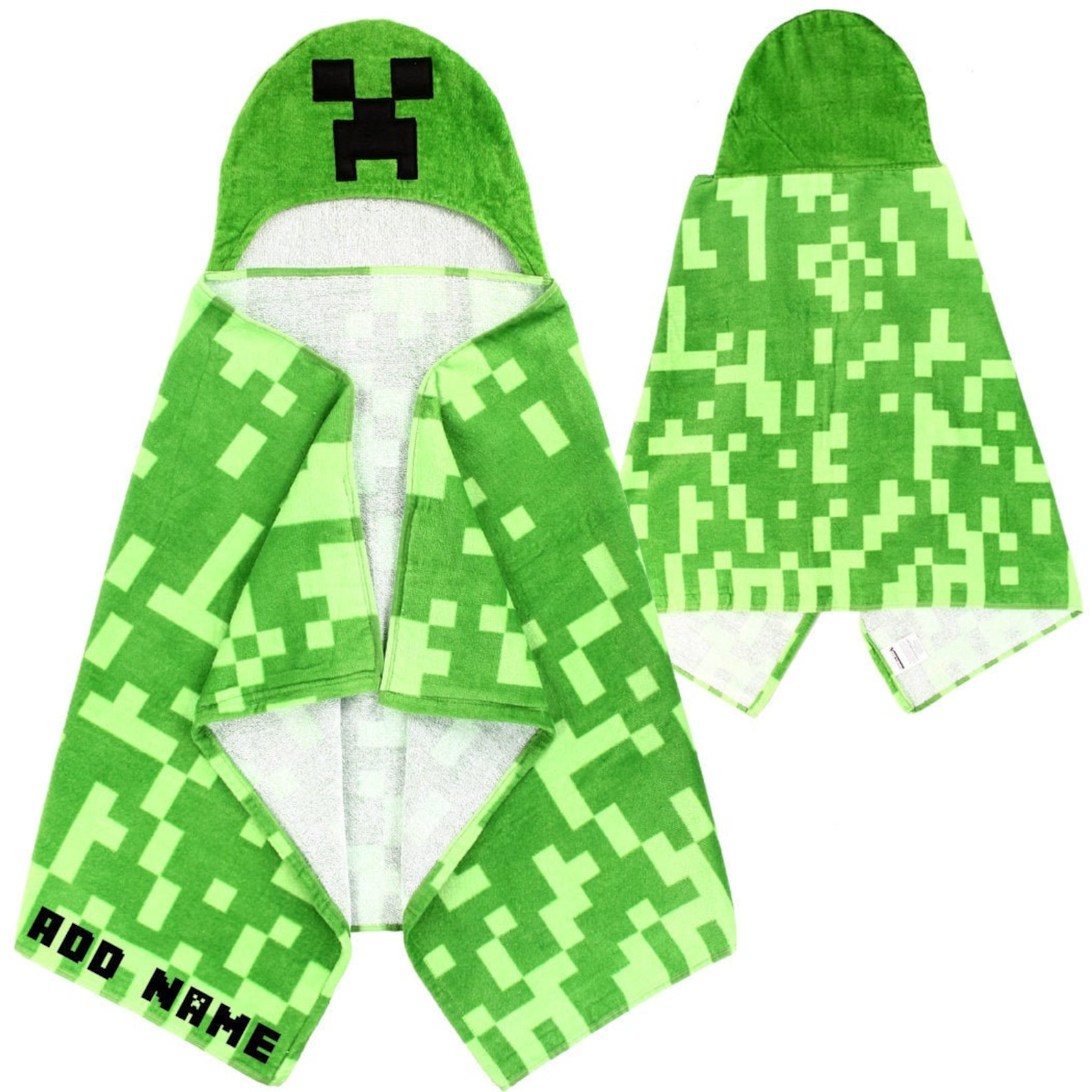 Personalized Embroidered Hooded Towel Minecraft Etsy