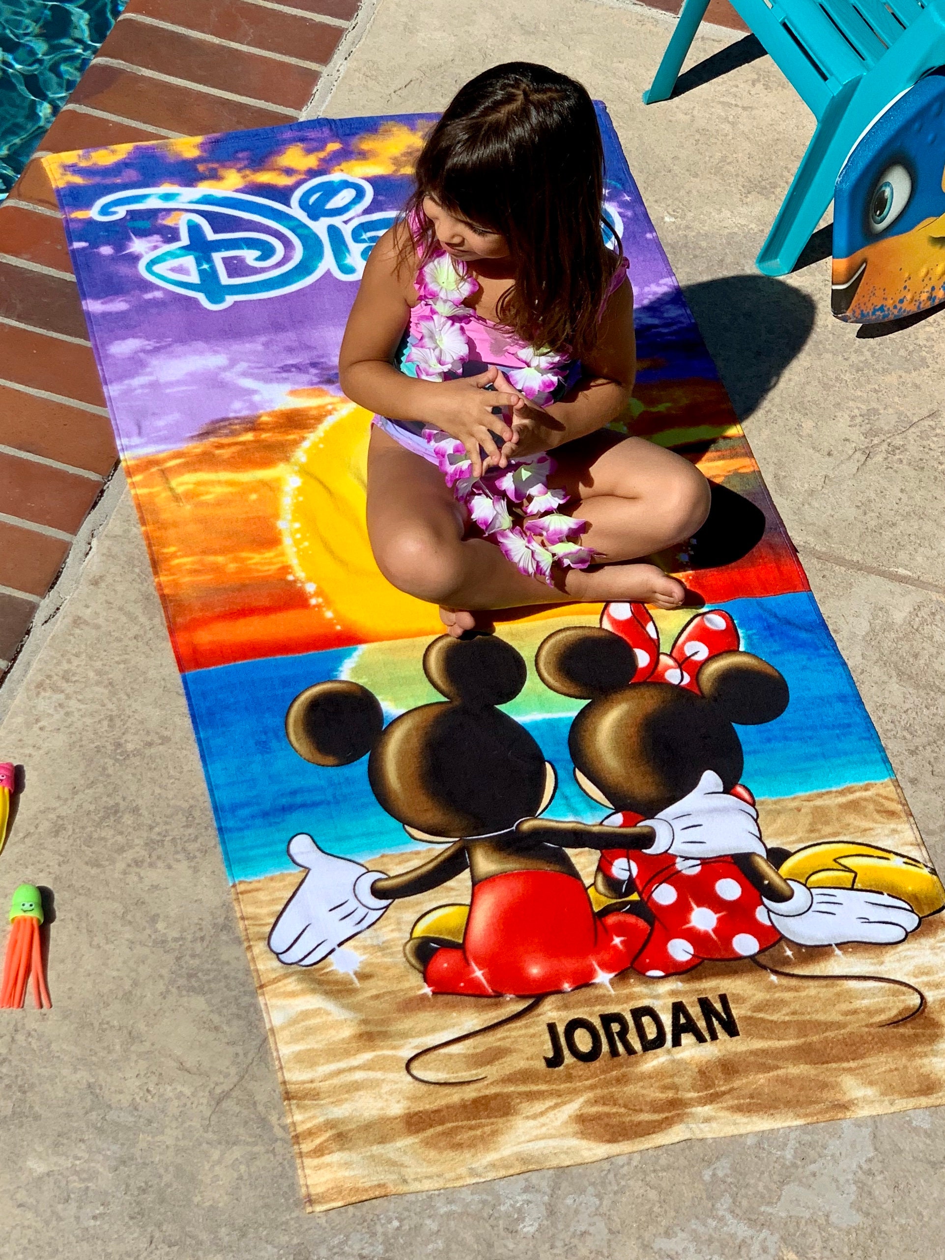 Personalized Disney Pool Beach Towel Mickey Minnie Sunset Etsy