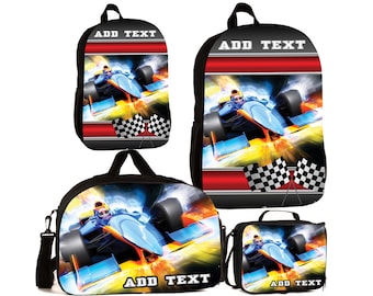 Personalisierte Vollfarb Kinder Rucksäcke / Lunch Bag / Seesack - Formel 1 Rennauto