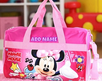 Personalized Duffel Bag for Kids - Travel, Sleepover Overnight Bag Featuring Disney Minnie Mouse