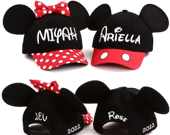 Casquette / chapeau personnalisé pour enfant ou adulte avec oreilles 3D pour Disneyland Mickey Mouse Minnie Mouse