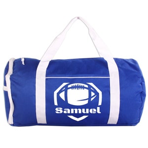 Football Sport/Gym Roll Duffel Bag Personalized with Name, Team Name, Slogan, Studio or text of your choice