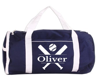 Baseball Sport/Gym Roll Duffel Bag Personalized with Name, Team Name, Slogan, Studio or text of your choice