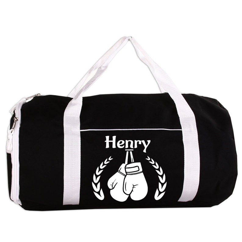 Boxing Sport/Gym Roll Duffel Bag Personalized with Name, Team Name, Slogan, Studio or text of your choice Black