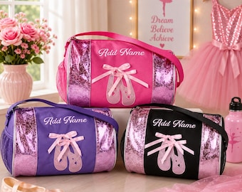 Personalized Ballet Duffel for Girls, Custom Embroidered Name, Dance Recital Gift