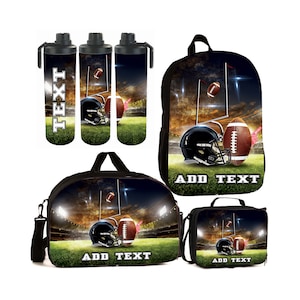 Sacs à dos de football, sacs à lunch, sacs de sport ou bouteilles d’eau personnalisés